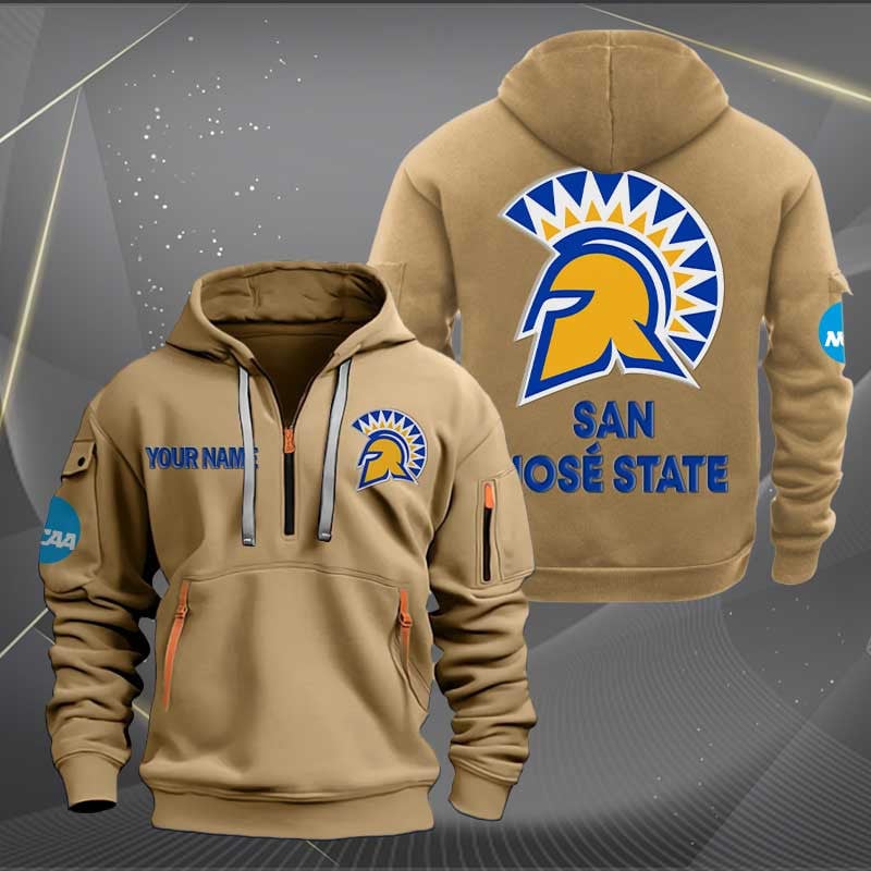 Sportswearmerch San Jose State Spartans NCAA Personalized Half Zip Hoodie For Fan