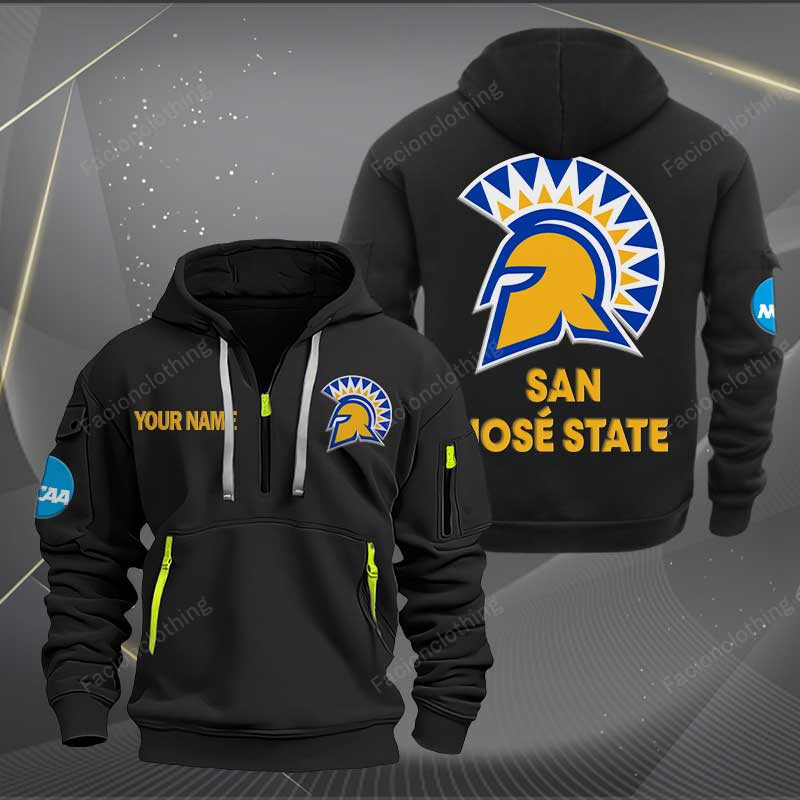 Sportswearmerch San Jose State Spartans NCAA Personalized Half Zip Hoodie For Fan