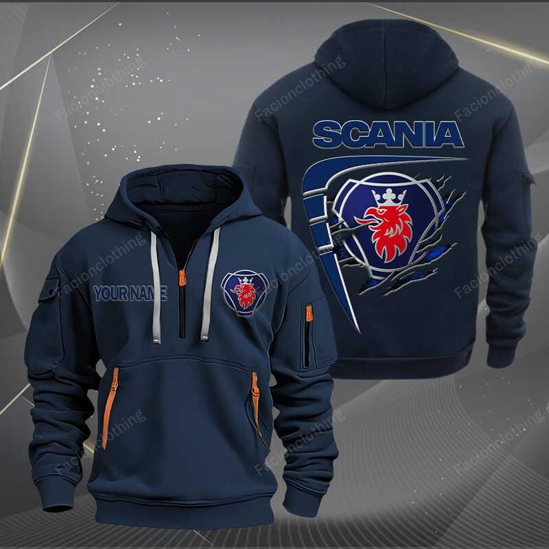Sportswearmerch Scania Truck Personalized Half Zip Hoodie For Fan