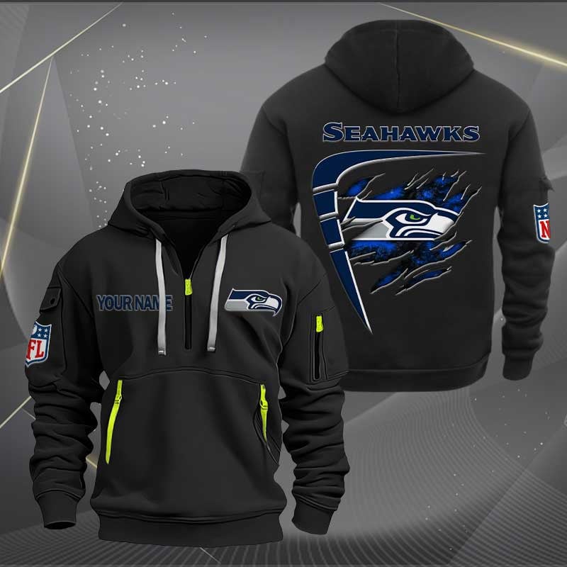Sportswearmerch Seattle Seahawks NFL Personalized Half Zip Hoodie For Fan