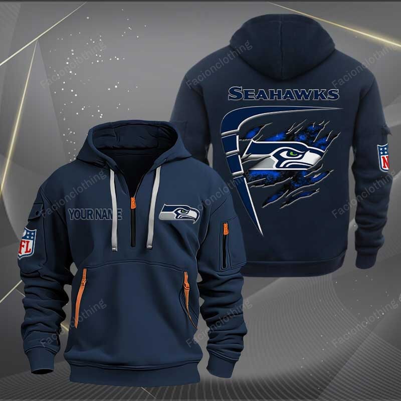 Sportswearmerch Seattle Seahawks NFL Personalized Half Zip Hoodie For Fan