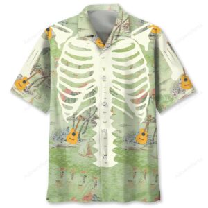 Sportswearmerch Skeleton Guitar Pattern Hawaiian Shirt For Fan