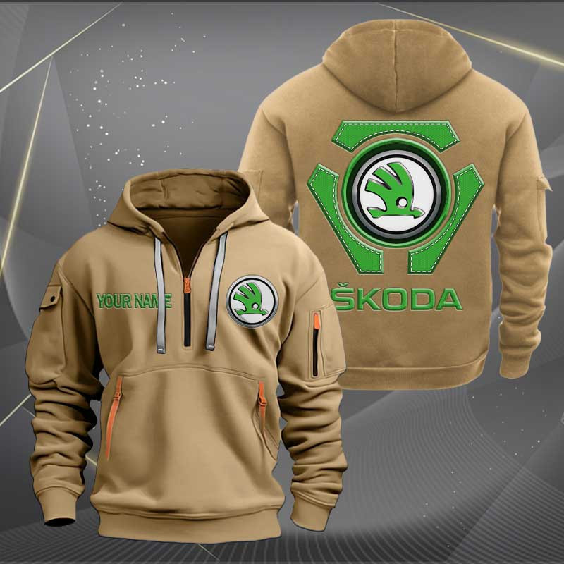 Sportswearmerch Skoda Car Personalized Half Zip Hoodie For Fan