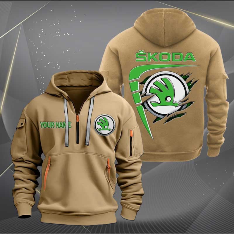 Sportswearmerch Skoda Car Personalized Half Zip Hoodie For Fan