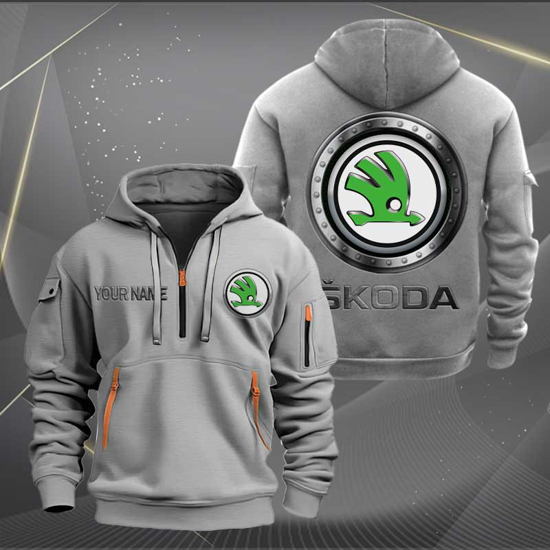 Sportswearmerch Skoda Car Personalized Half Zip Hoodie For Fan