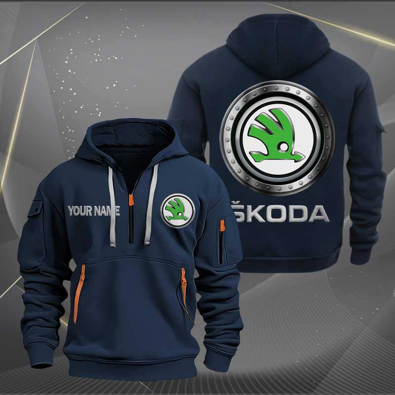 Sportswearmerch Skoda Car Personalized Half Zip Hoodie For Fan