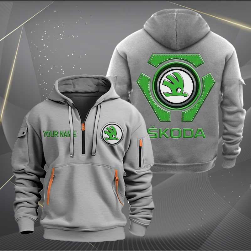 Sportswearmerch Skoda Car Personalized Half Zip Hoodie For Fan