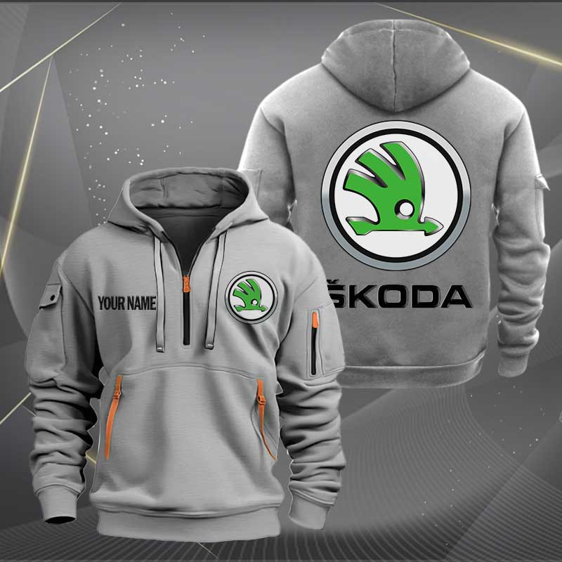 Sportswearmerch Skoda Car Personalized Half Zip Hoodie For Fan