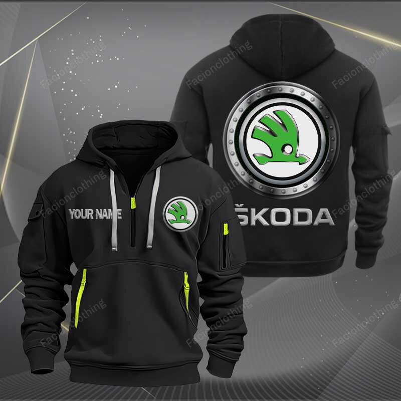 Sportswearmerch Skoda Car Personalized Half Zip Hoodie For Fan