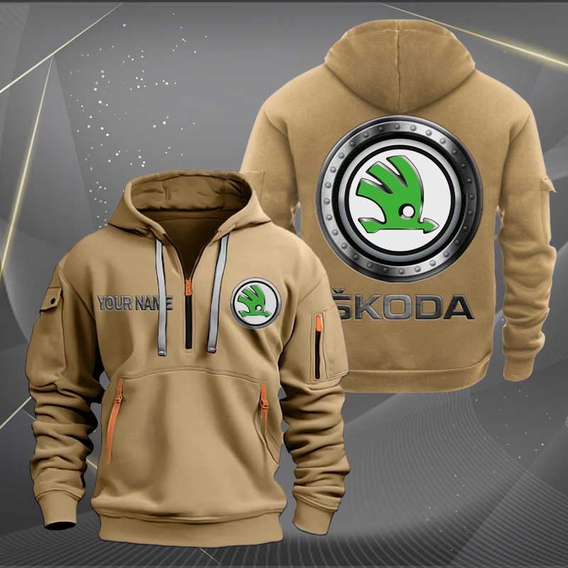 Sportswearmerch Skoda Car Personalized Half Zip Hoodie For Fan