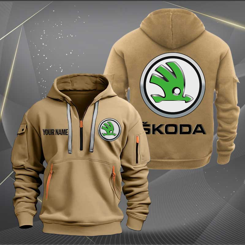 Sportswearmerch Skoda Car Personalized Half Zip Hoodie For Fan