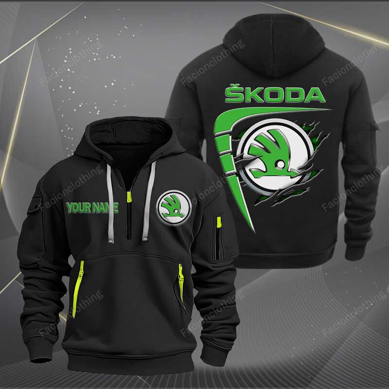Sportswearmerch Skoda Car Personalized Half Zip Hoodie For Fan