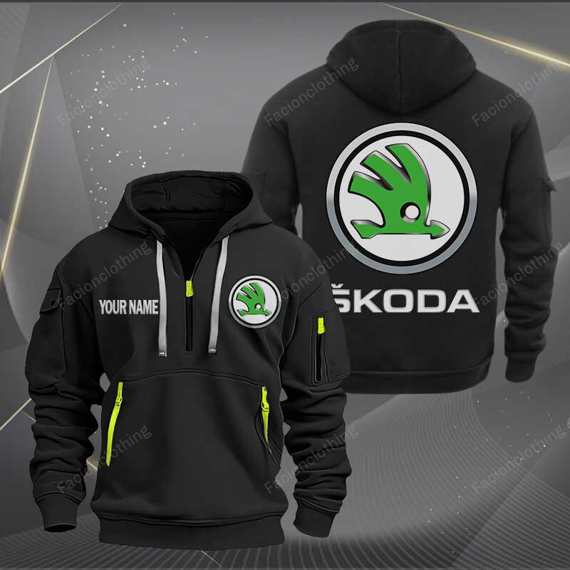 Sportswearmerch Skoda Car Personalized Half Zip Hoodie For Fan