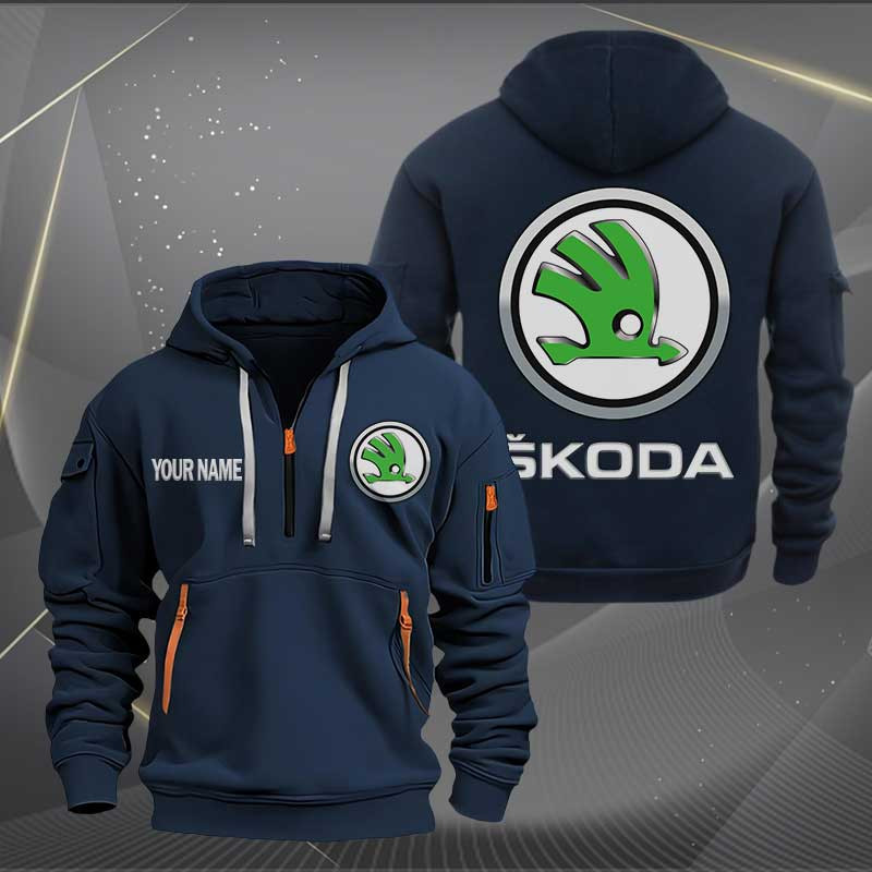 Sportswearmerch Skoda Car Personalized Half Zip Hoodie For Fan