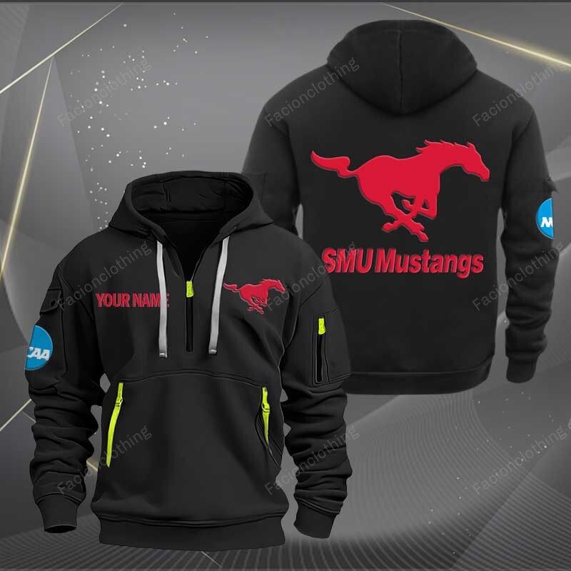Sportswearmerch SMU Mustangs NCAA Personalized Half Zip Hoodie For Fan