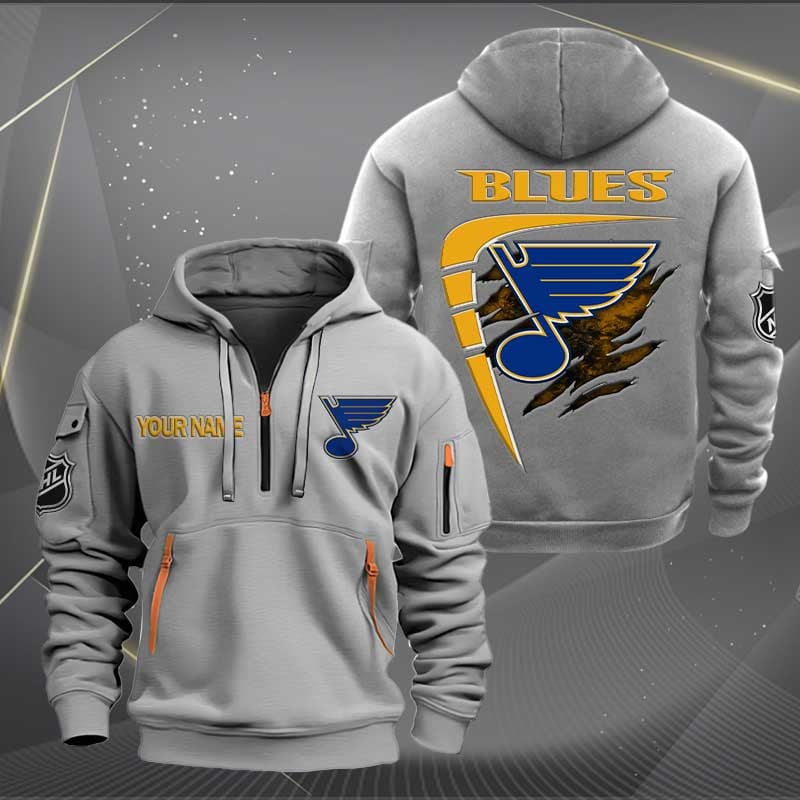 Sportswearmerch St. Louis Blues NHL Personalized Half Zip Hoodie For Fan