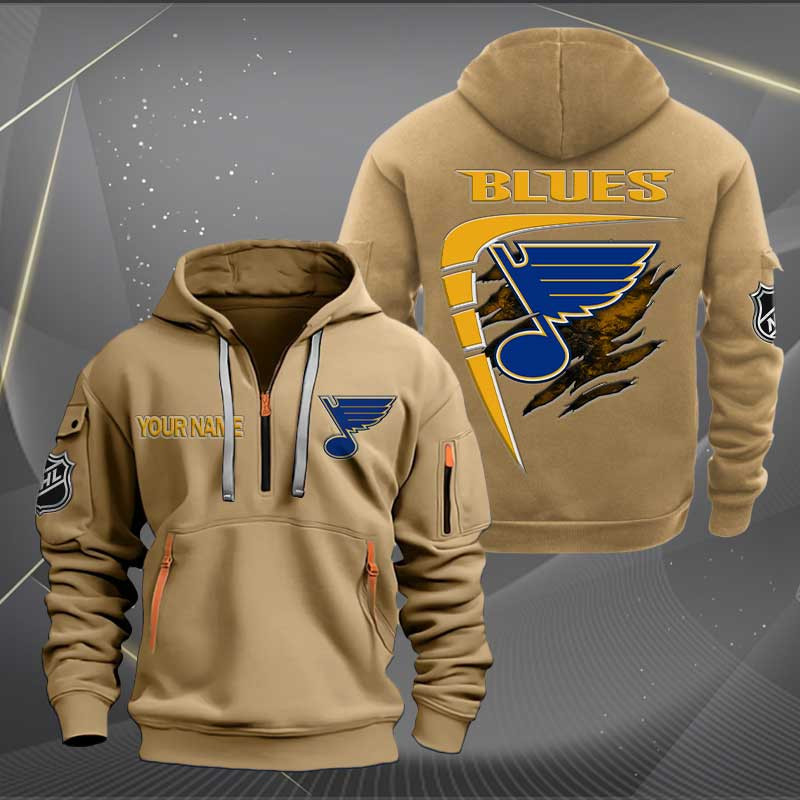 Sportswearmerch St. Louis Blues NHL Personalized Half Zip Hoodie For Fan