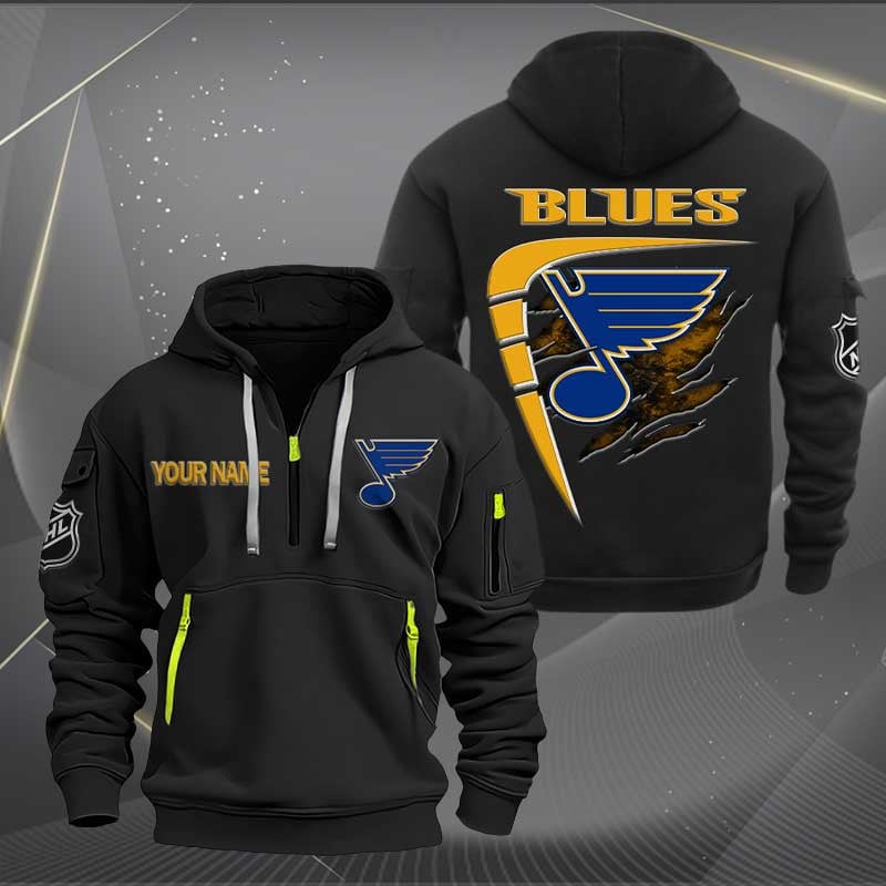 Sportswearmerch St. Louis Blues NHL Personalized Half Zip Hoodie For Fan