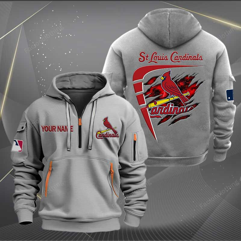 Sportswearmerch St. Louis Cardinals MLB Personalized Half Zip Hoodie For Fan