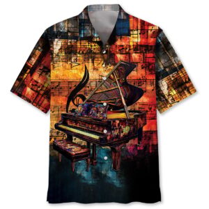 Sportswearmerch Stained Glass Grand Piano Hawaiian Shirt For Fan