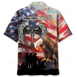 Sportswearmerch Stand For The Flag Kneel For The Cross Hawaiian Shirt For Fan