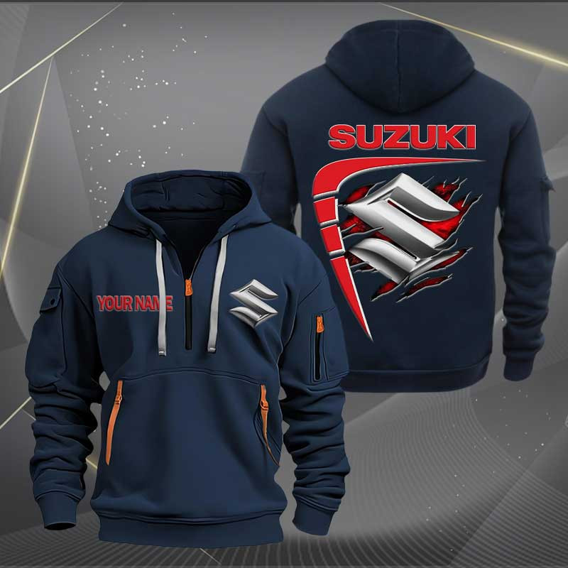 Sportswearmerch Suzuki Car Personalized Half Zip Hoodie For Fan