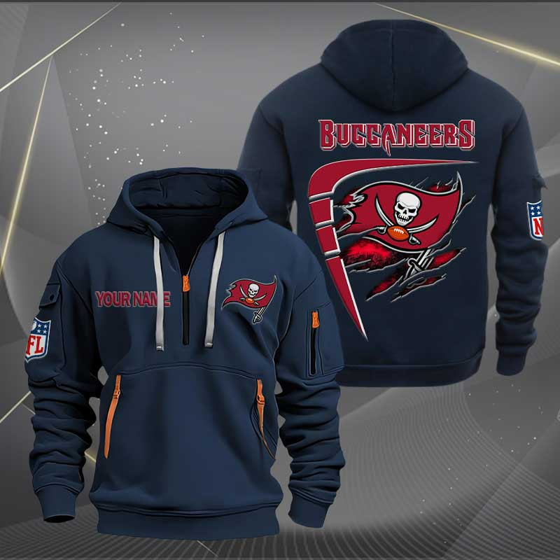 Sportswearmerch Tampa Bay Buccaneers NFL Personalized Half Zip Hoodie For Fan