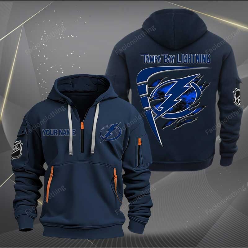Sportswearmerch Tampa Bay Lightning NHL Personalized Half Zip Hoodie For Fan