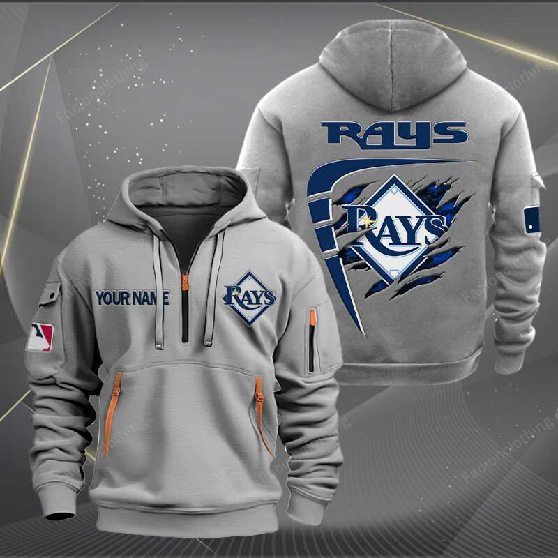 Sportswearmerch Tampa Bay Rays MLB Personalized Half Zip Hoodie For Fan