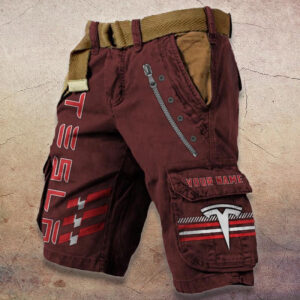 Sportswearmerch Tesla Car Denim Shorts For Fan