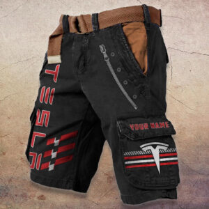 Sportswearmerch Tesla Car Denim Shorts For Fan
