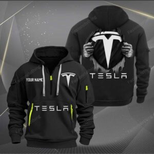 Sportswearmerch Tesla Car Personalized Half Zip Hoodie For Fan