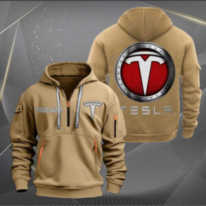 Sportswearmerch Tesla Car Personalized Half Zip Hoodie For Fan
