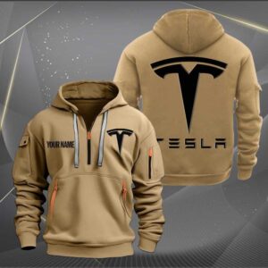 Sportswearmerch Tesla Car Personalized Half Zip Hoodie For Fan