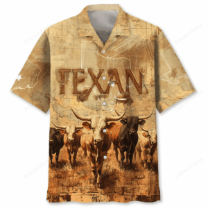 Sportswearmerch Texan Longhorn Hawaiian Shirt For Fan