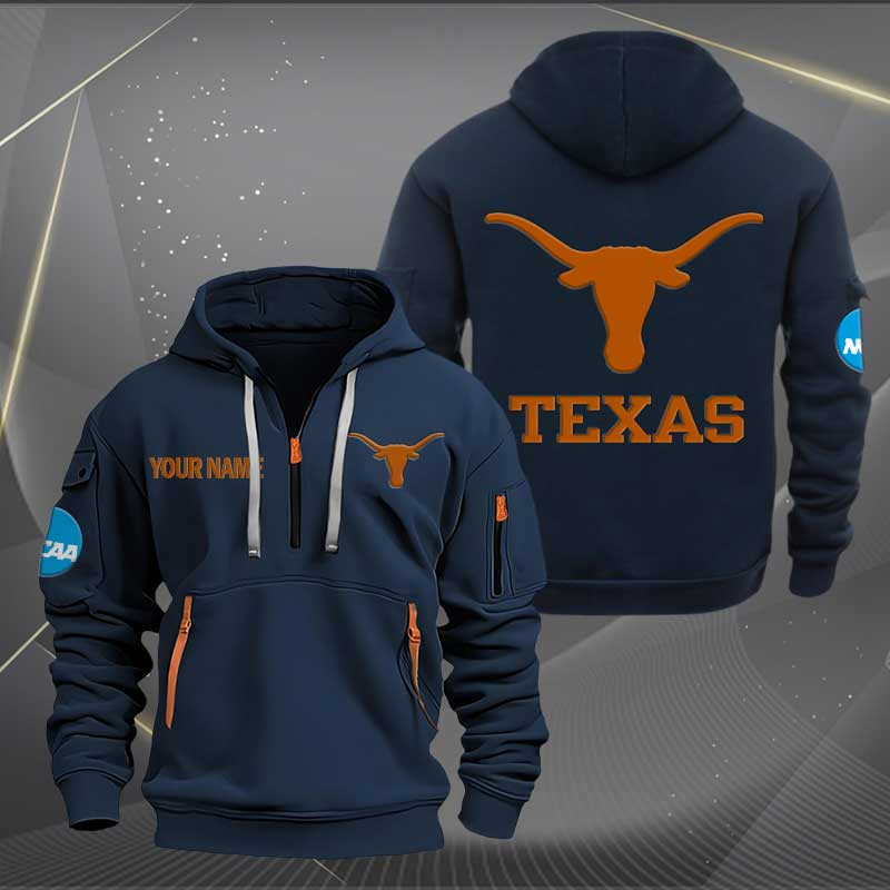 Sportswearmerch Texas Longhorns NCAA Personalized Half Zip Hoodie For Fan