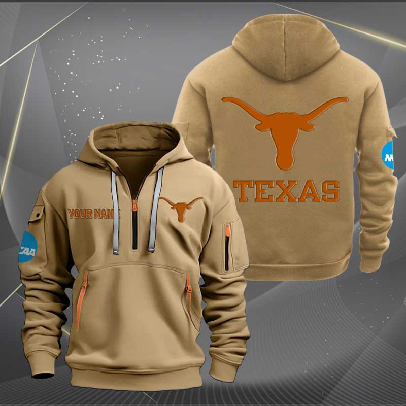 Sportswearmerch Texas Longhorns NCAA Personalized Half Zip Hoodie For Fan