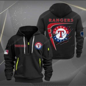 Sportswearmerch Texas Rangers MLB Personalized Half Zip Hoodie For Fan