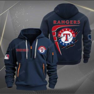 Sportswearmerch Texas Rangers MLB Personalized Half Zip Hoodie For Fan