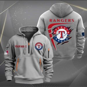 Sportswearmerch Texas Rangers MLB Personalized Half Zip Hoodie For Fan