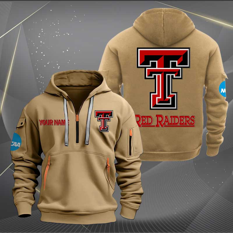 Sportswearmerch Texas Tech Red Raiders NCAA Personalized Half Zip Hoodie For Fan