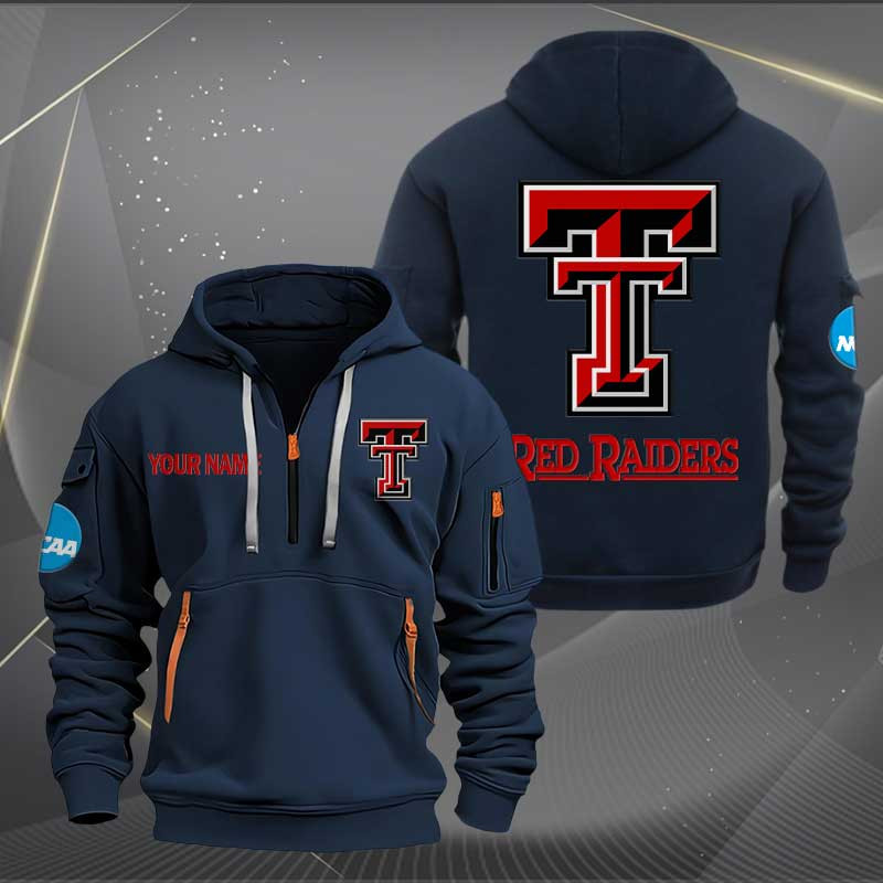 Sportswearmerch Texas Tech Red Raiders NCAA Personalized Half Zip Hoodie For Fan