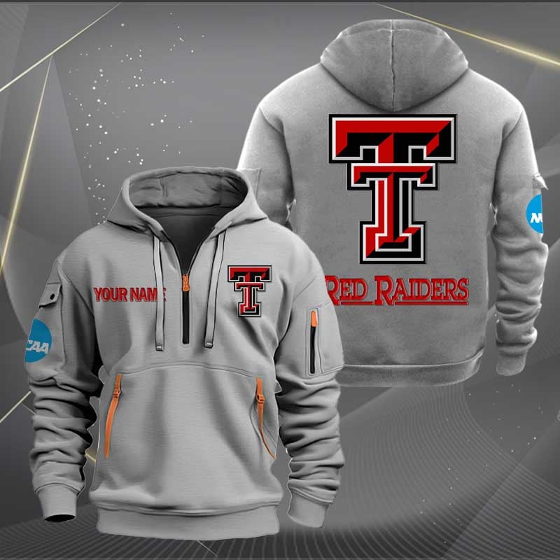 Sportswearmerch Texas Tech Red Raiders NCAA Personalized Half Zip Hoodie For Fan