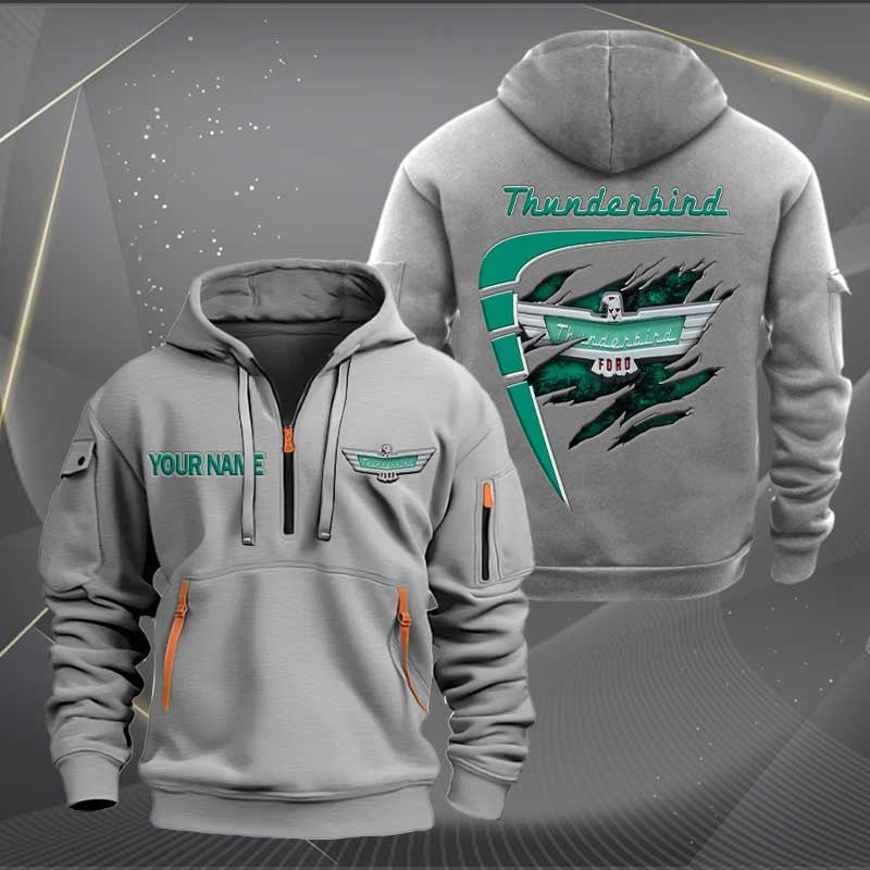 Sportswearmerch Thunderbird Car Personalized Half Zip Hoodie For Fan