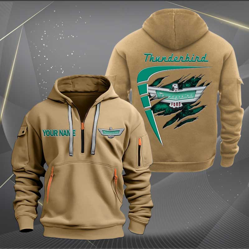 Sportswearmerch Thunderbird Car Personalized Half Zip Hoodie For Fan
