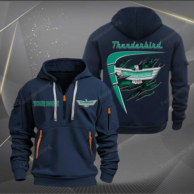 Sportswearmerch Thunderbird Car Personalized Half Zip Hoodie For Fan