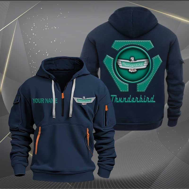 Sportswearmerch Thunderbird Car Personalized Half Zip Hoodie For Fan