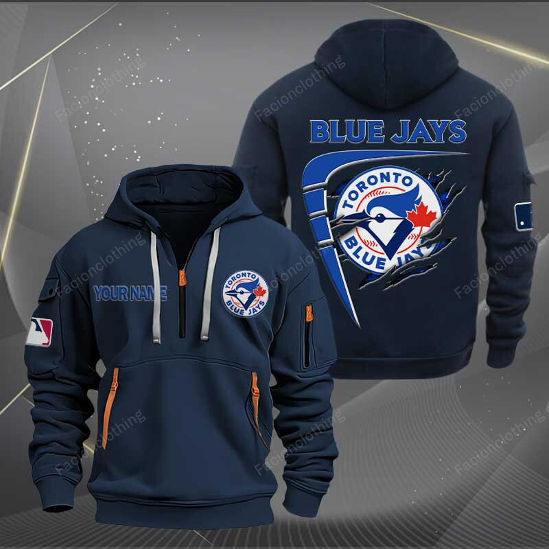 Sportswearmerch Toronto Blue Jays MLB Personalized Half Zip Hoodie For Fan