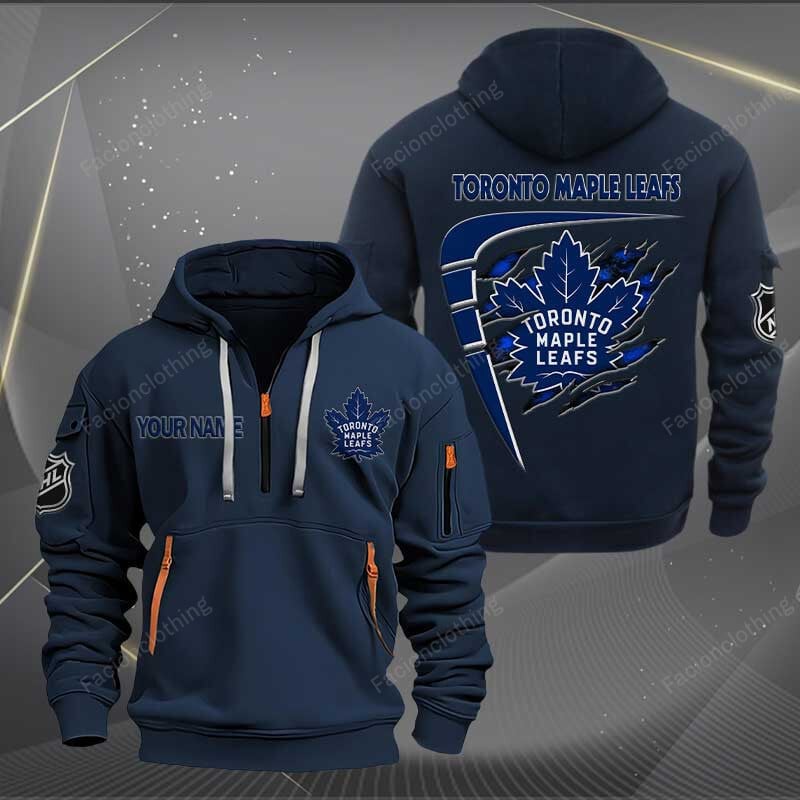 Sportswearmerch Toronto Maple Leafs NHL Personalized Half Zip Hoodie For Fan