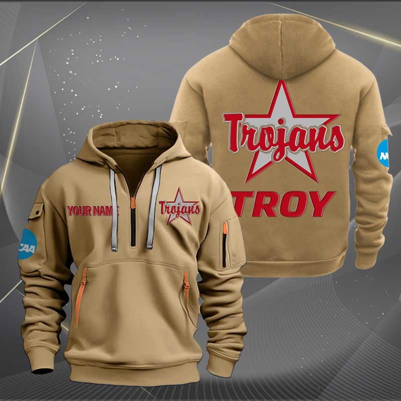 Sportswearmerch Troy Trojans NCAA Hockey Personalized Half Zip Hoodie For Fan